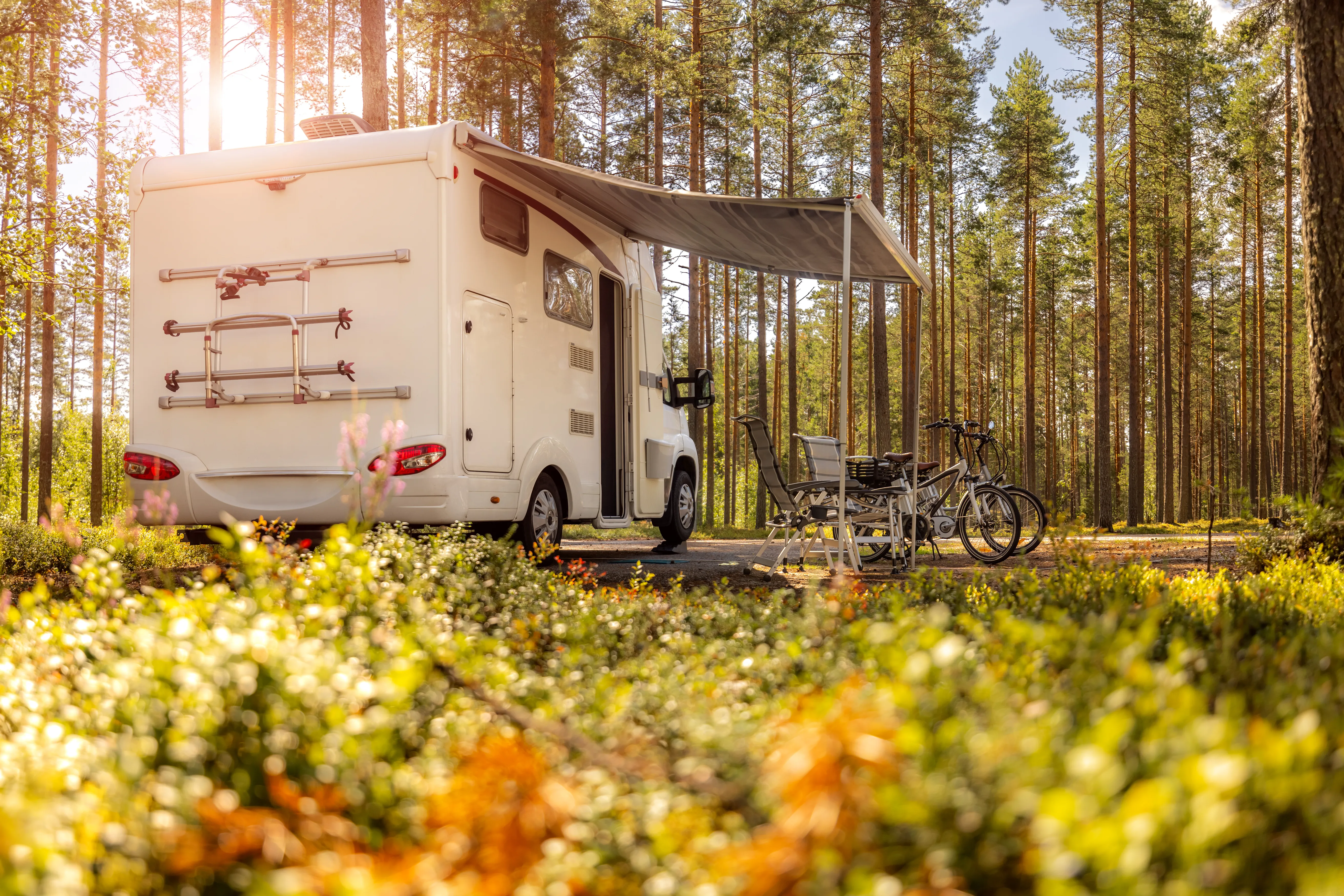 Autocaravana en parcela del Camping Camino del Sol, Caravaca de la Cruz